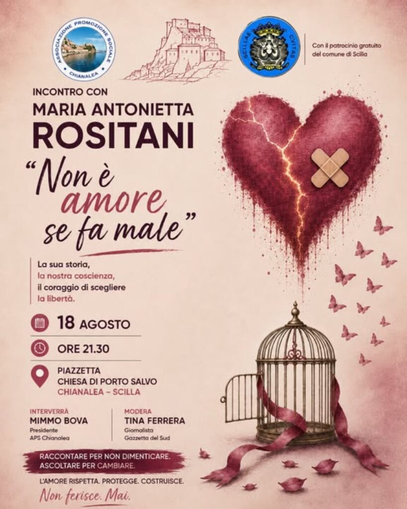 locandina evento con maria antonietta rositani a scilla