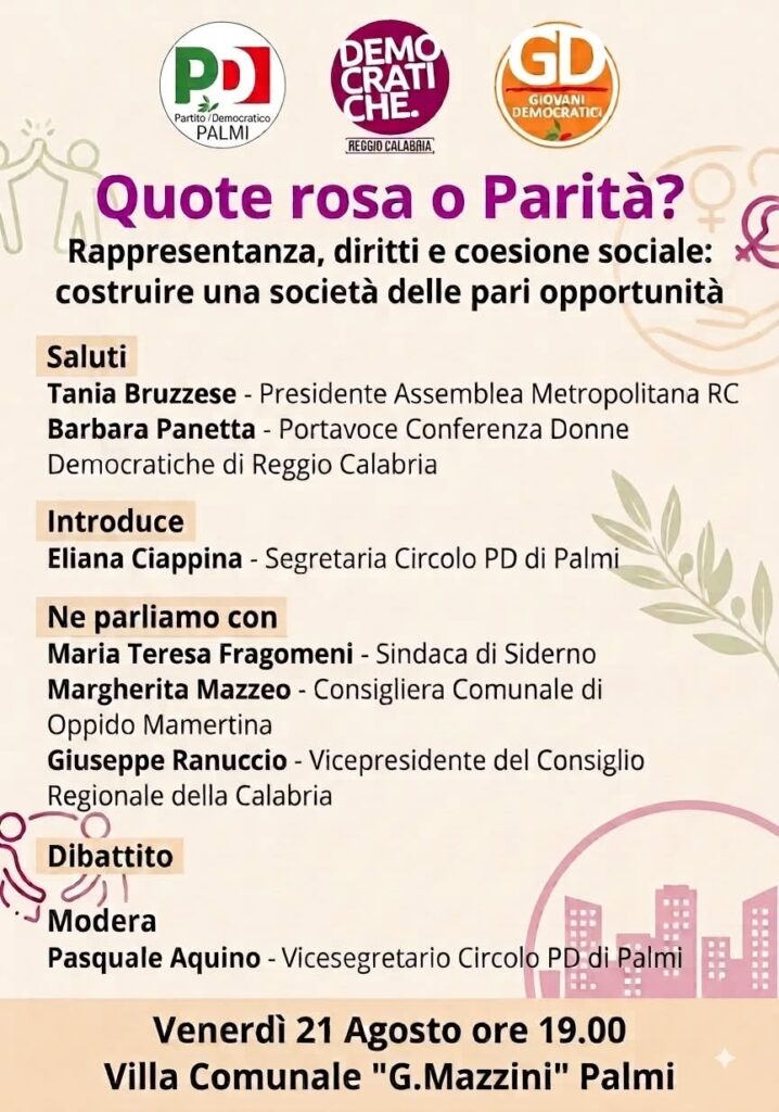 locandina evento pd palmi quote rosa