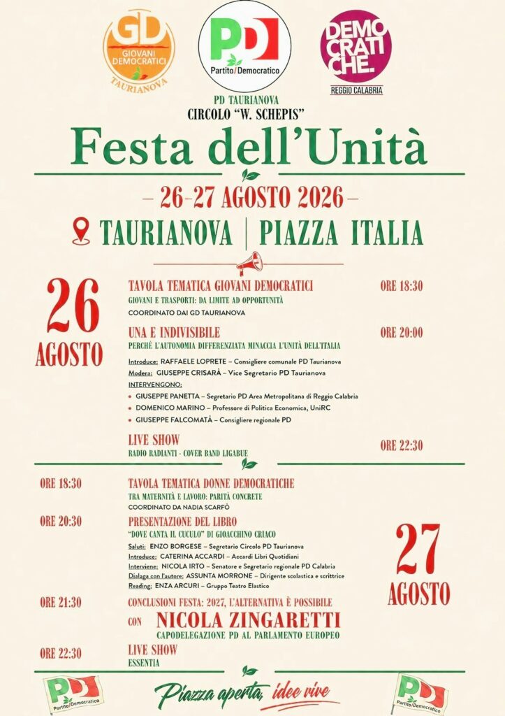locandina festa dell'unità a taurianova
