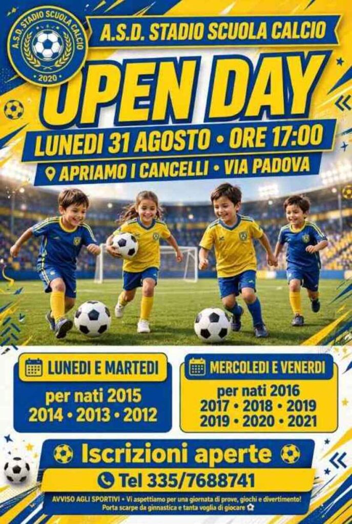 locandina open day asd stadio