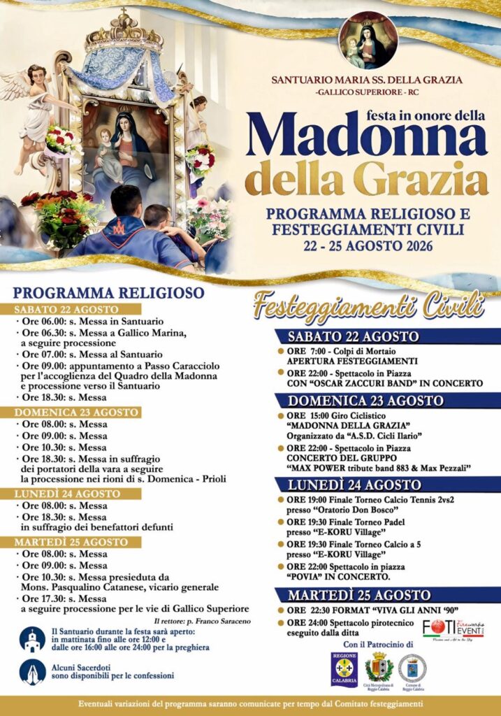 locandina programma religioso e civile festa madonna della grazia gallico superiore