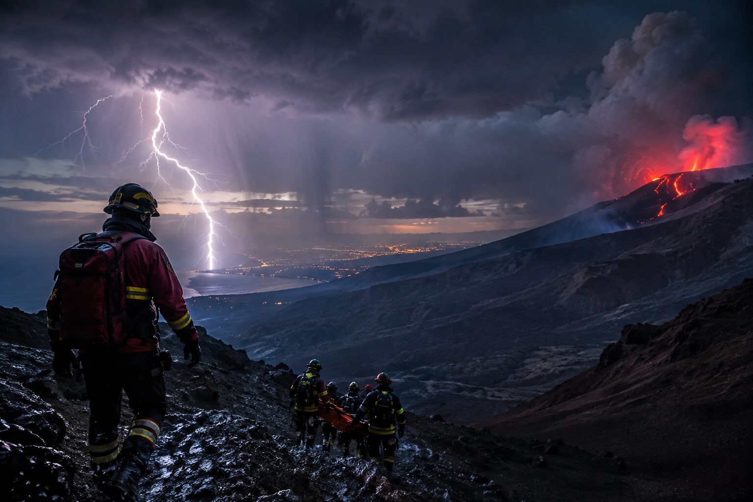 soccorsi etna eruzione fulmini