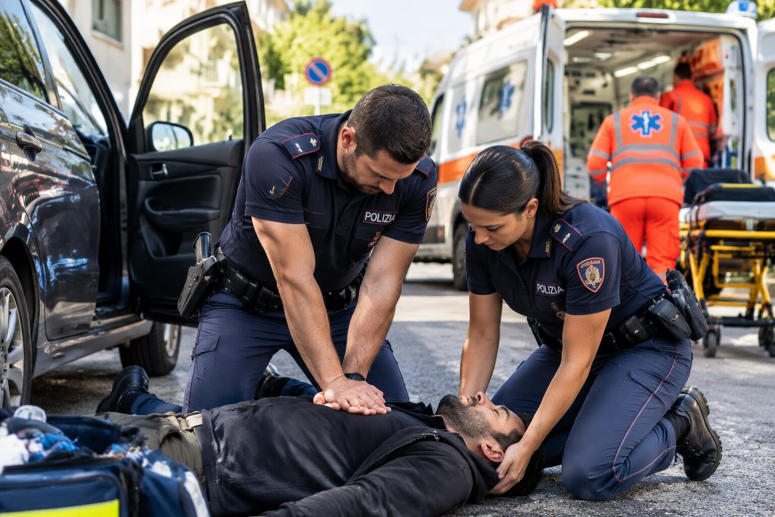 uomo salvato dalla polizia