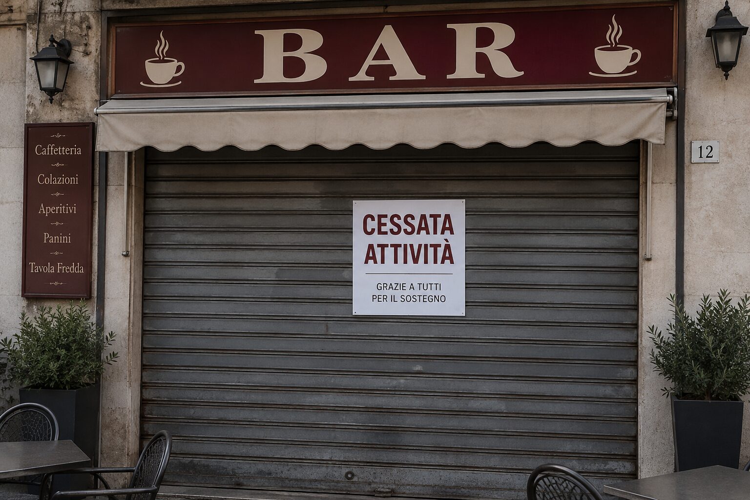 Bar chiuso per cessata attività