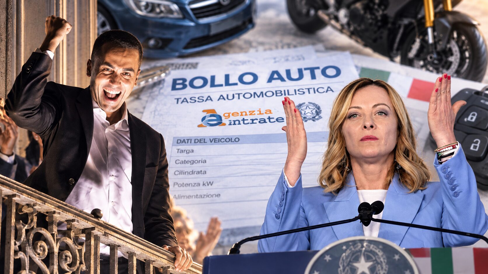 Bollo auto Di Maio e Meloni