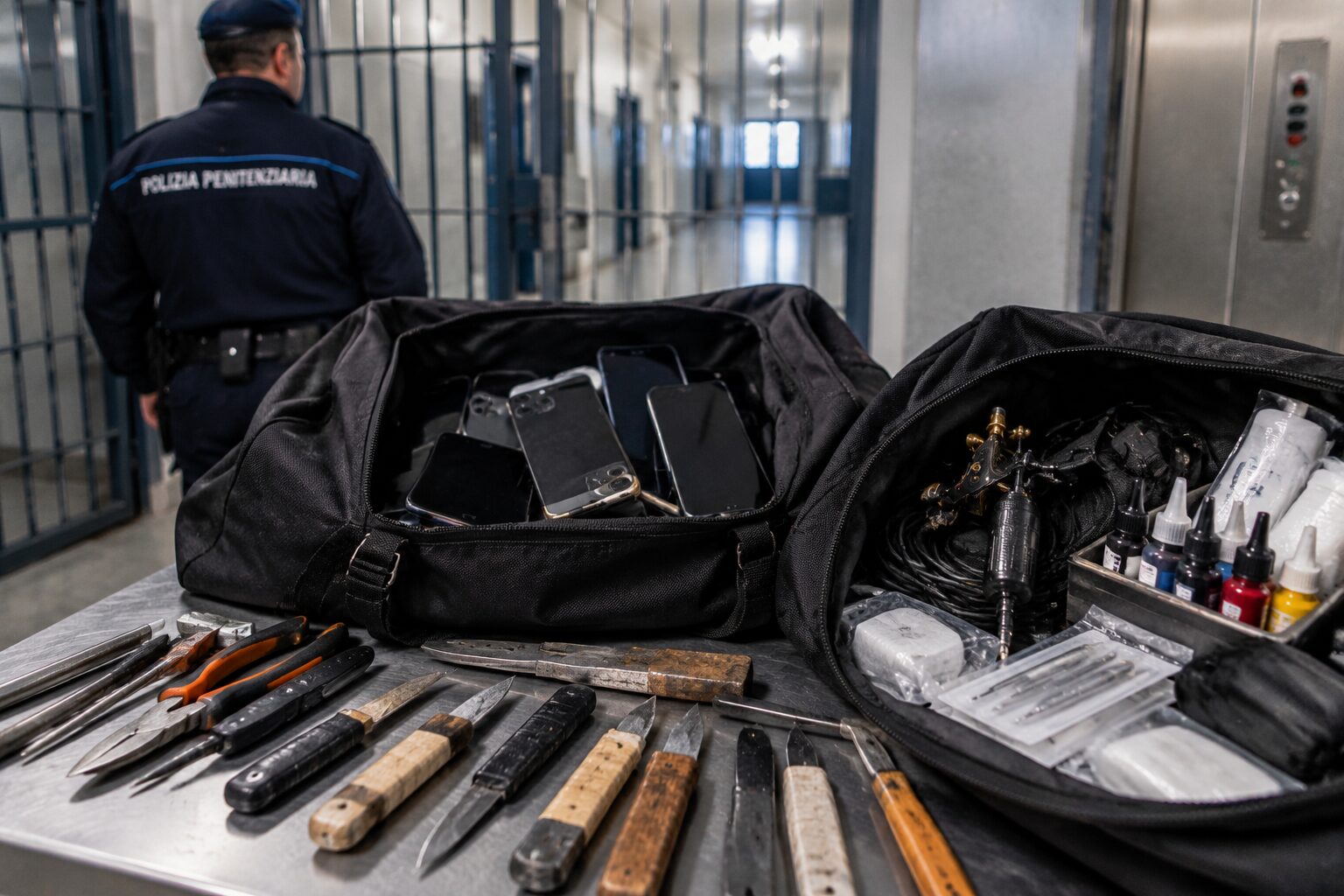 Cellulari e coltelli in carcere