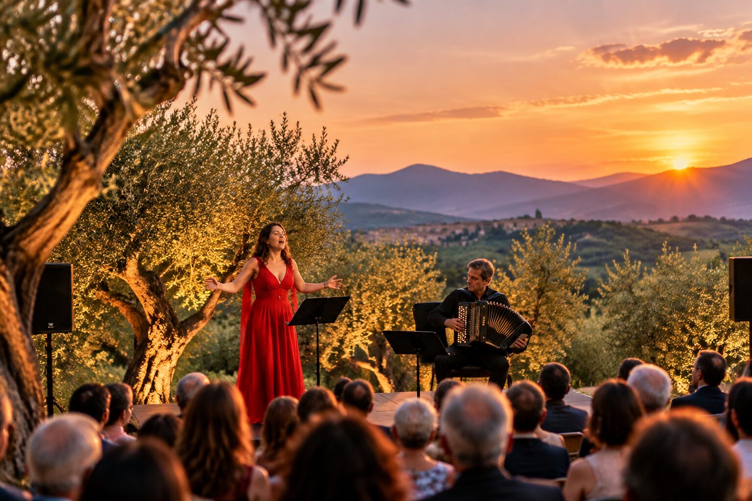 Concerto al tramonto tra gli ulivi
