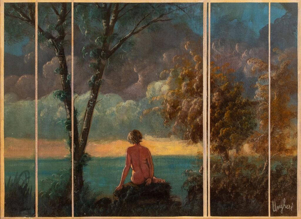 Donna e paesaggio 1987 Olio su tela cm 60 x 80