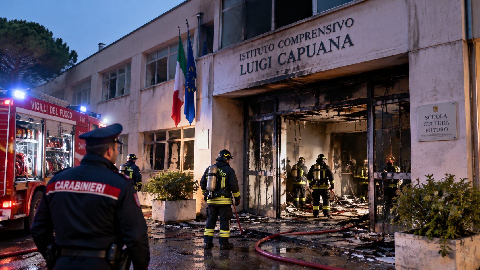 Incendio scuola gela
