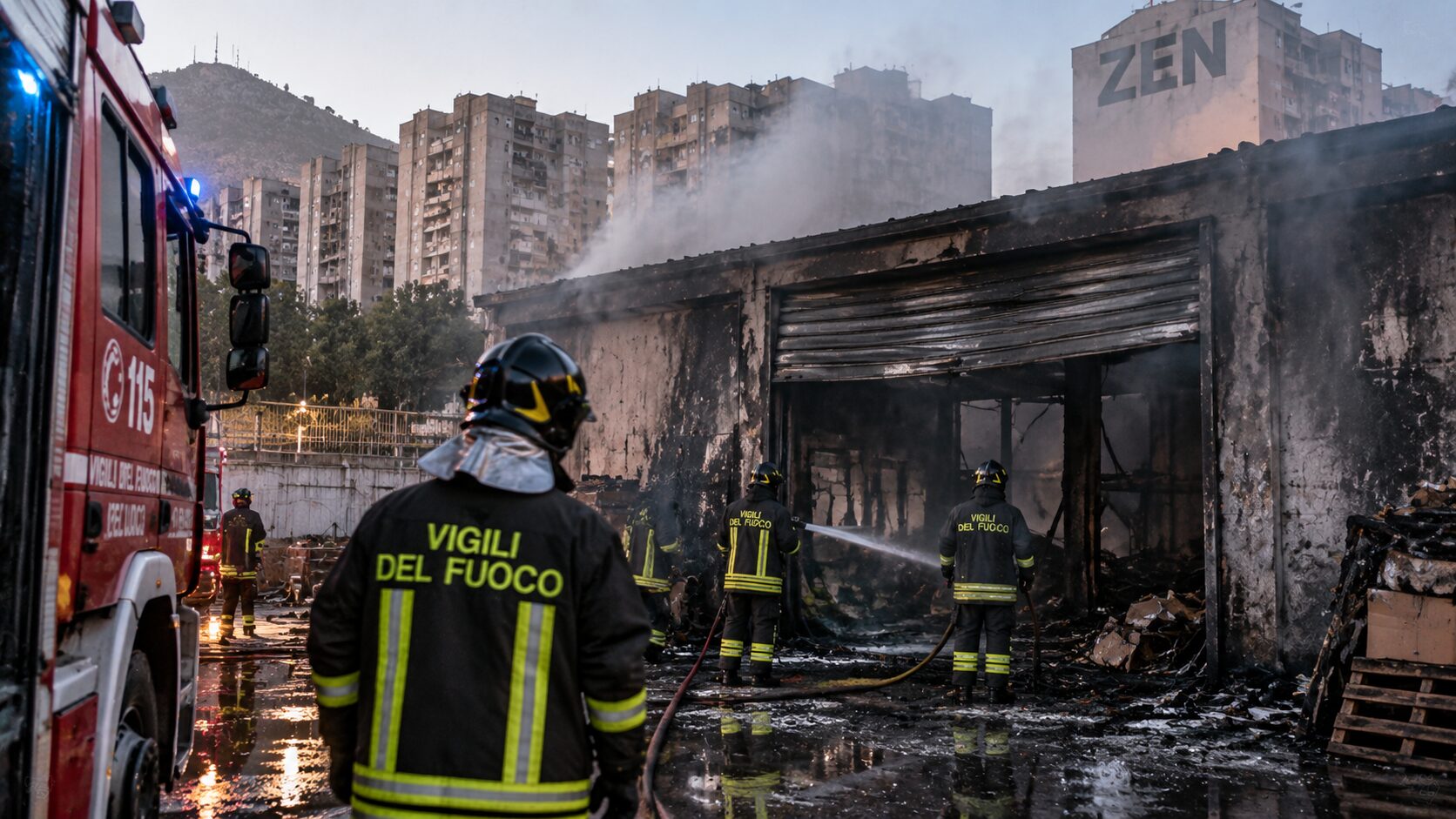 Incendio vigili fuoco