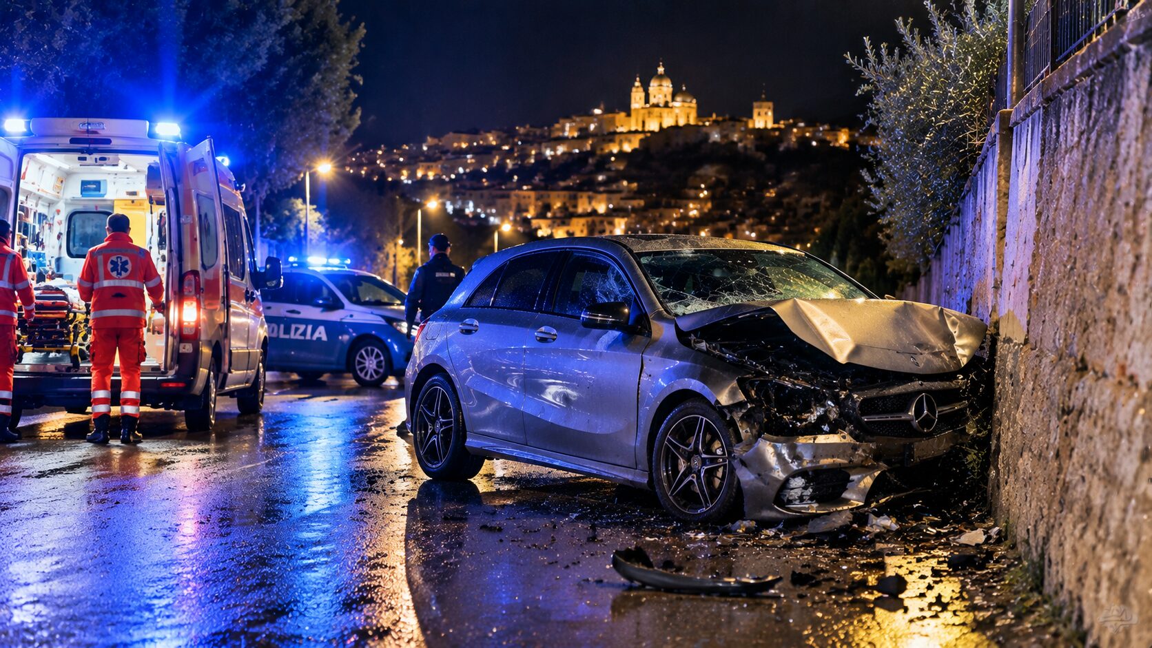 Incidente auto contro muro