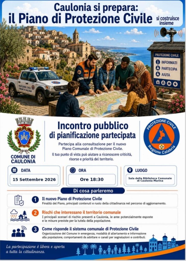 Locandina evento caulonia aggiornamento protezione civile
