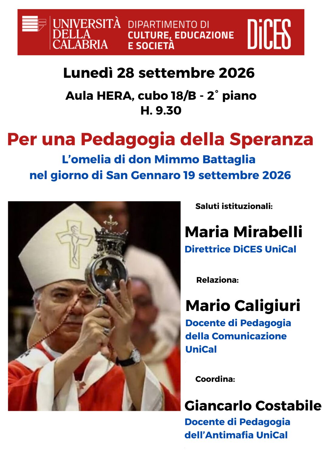 Locandina per una pedagogia della speranza