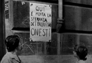 Palermo cartello dopo uccisione del Generale Dalla Chiesa