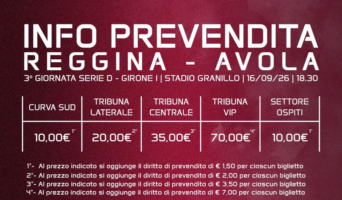 Prevendita Reggina-Avola
