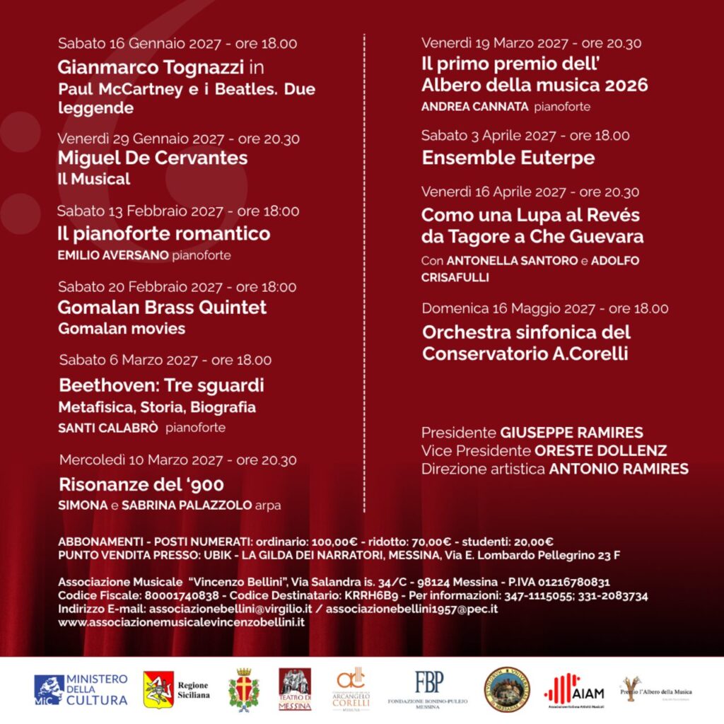 Programma musicale vincenzo bellini messina