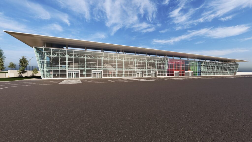 Rendering Aeroporto di Reggio Calabria dopo nuovi lavori e investimento da 64 milioni di euro