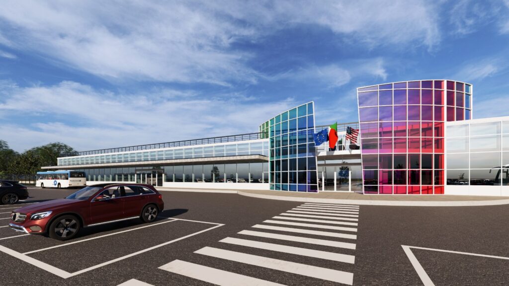Rendering Aeroporto di Reggio Calabria dopo nuovi lavori e investimento da 64 milioni di euro