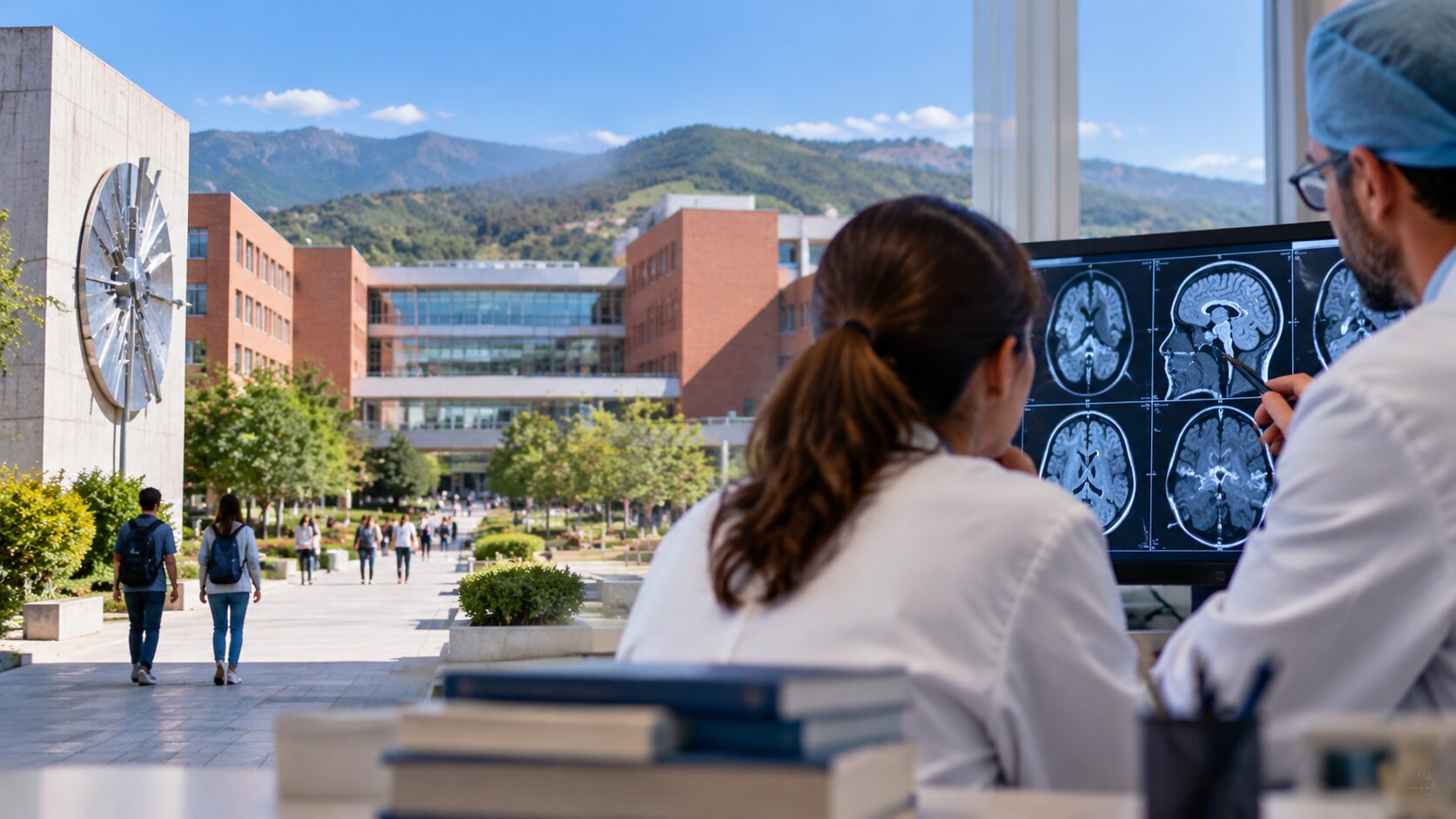 Ricerca medica nel campus universitario