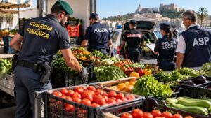 Sequestro di frutta e verdura al mercato
