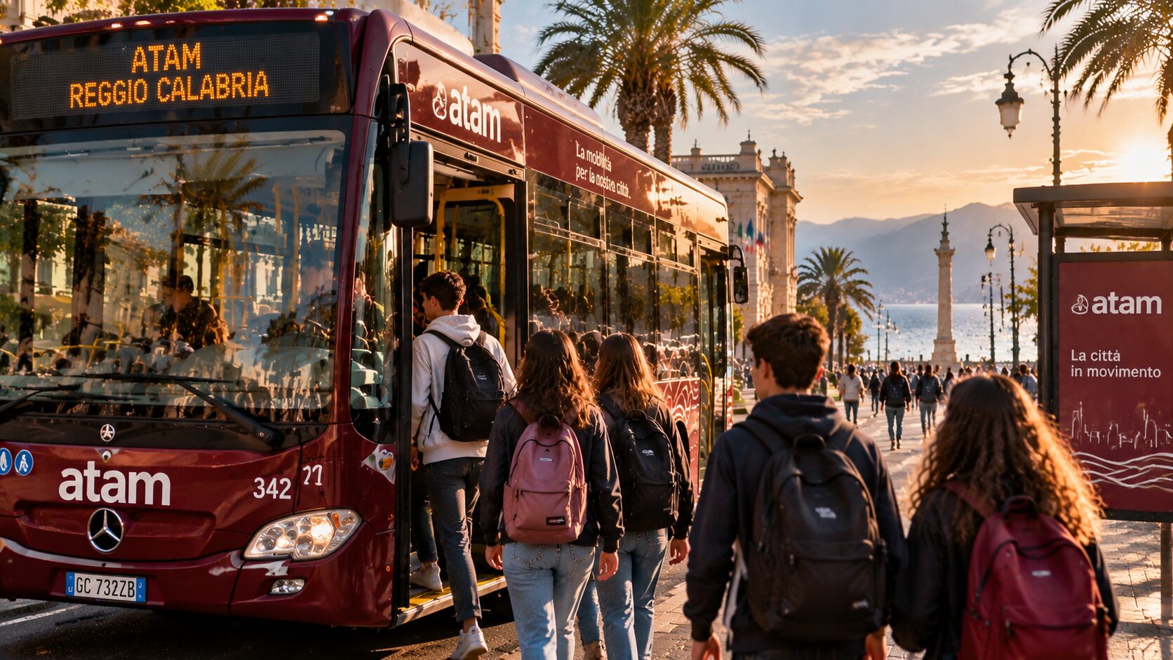 Studenti salgono sull’autobus ATAM