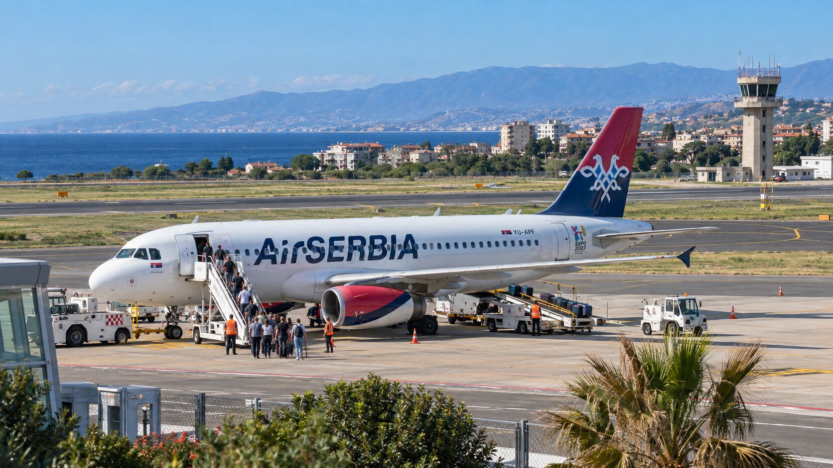 all’Aeroporto di Reggio Calabria volo di Air Serbia