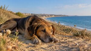 cane in spiaggia