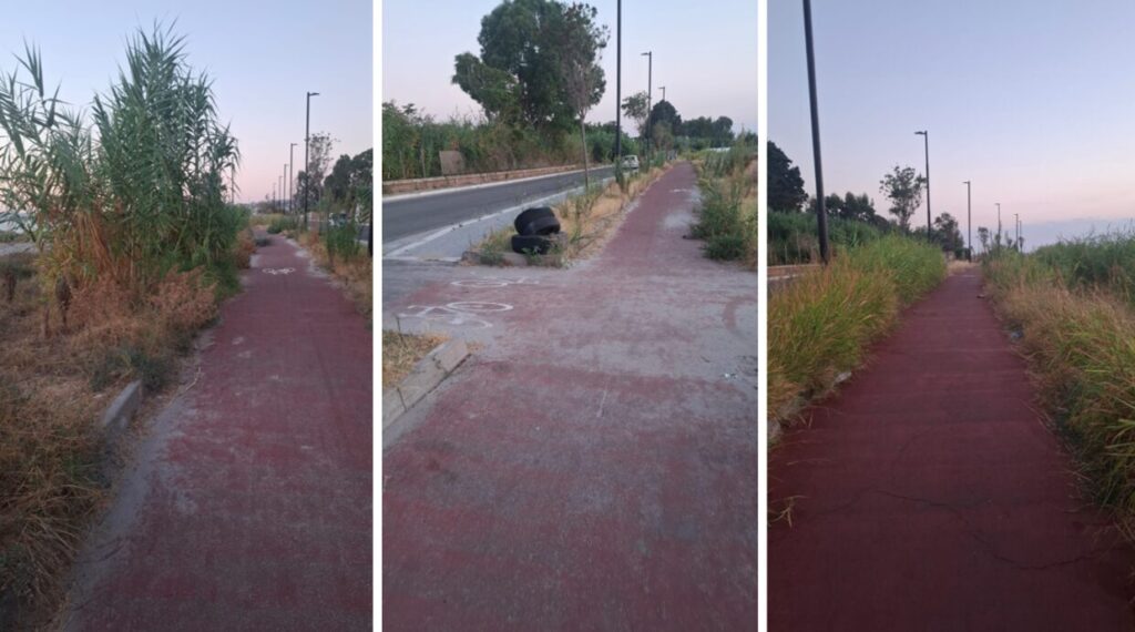degrado pista ciclabile catona