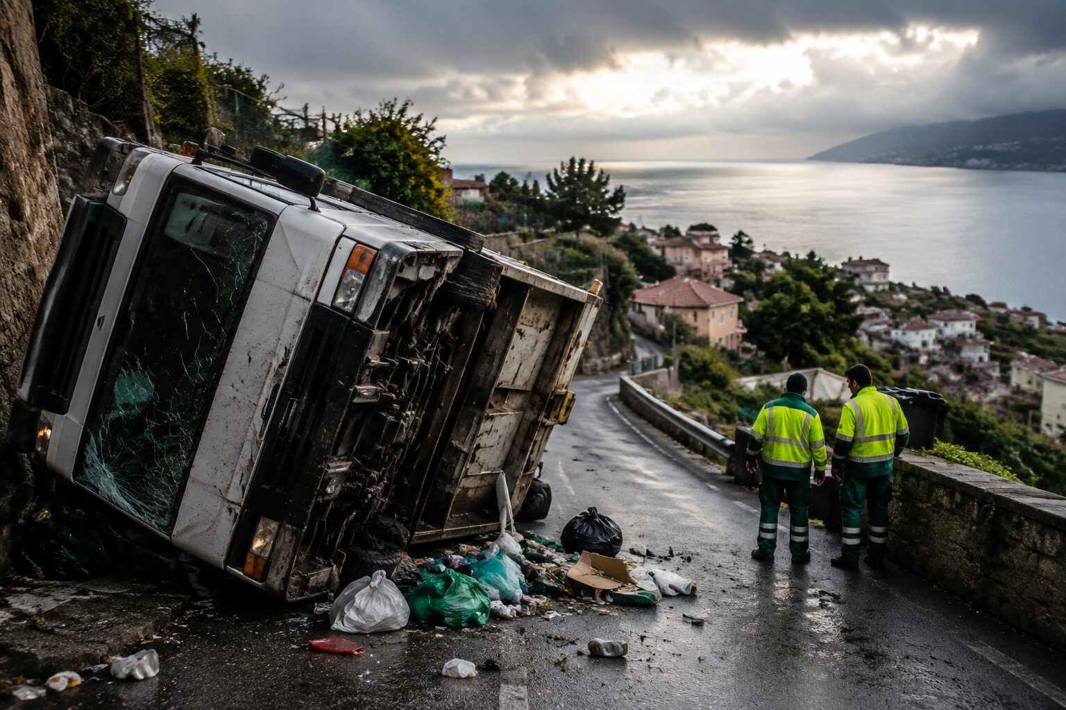 incidente mezzo raccolta rifiuti