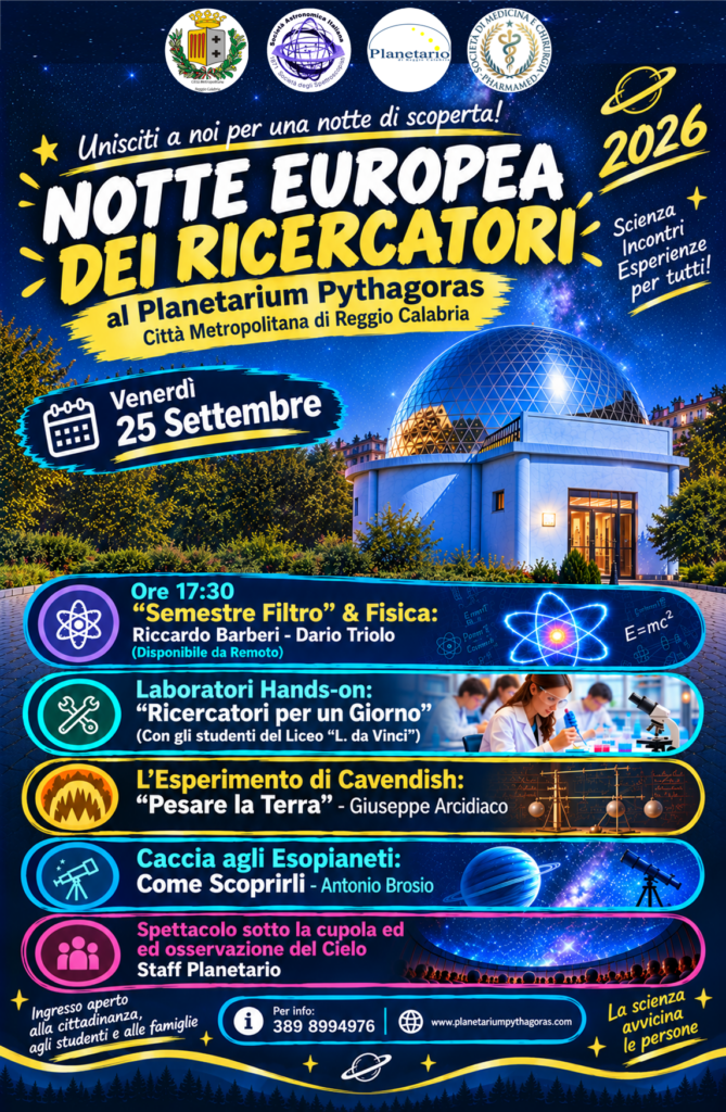 locandina 25 settembre 2026 notte europea ricercatori planetarium pythagoras