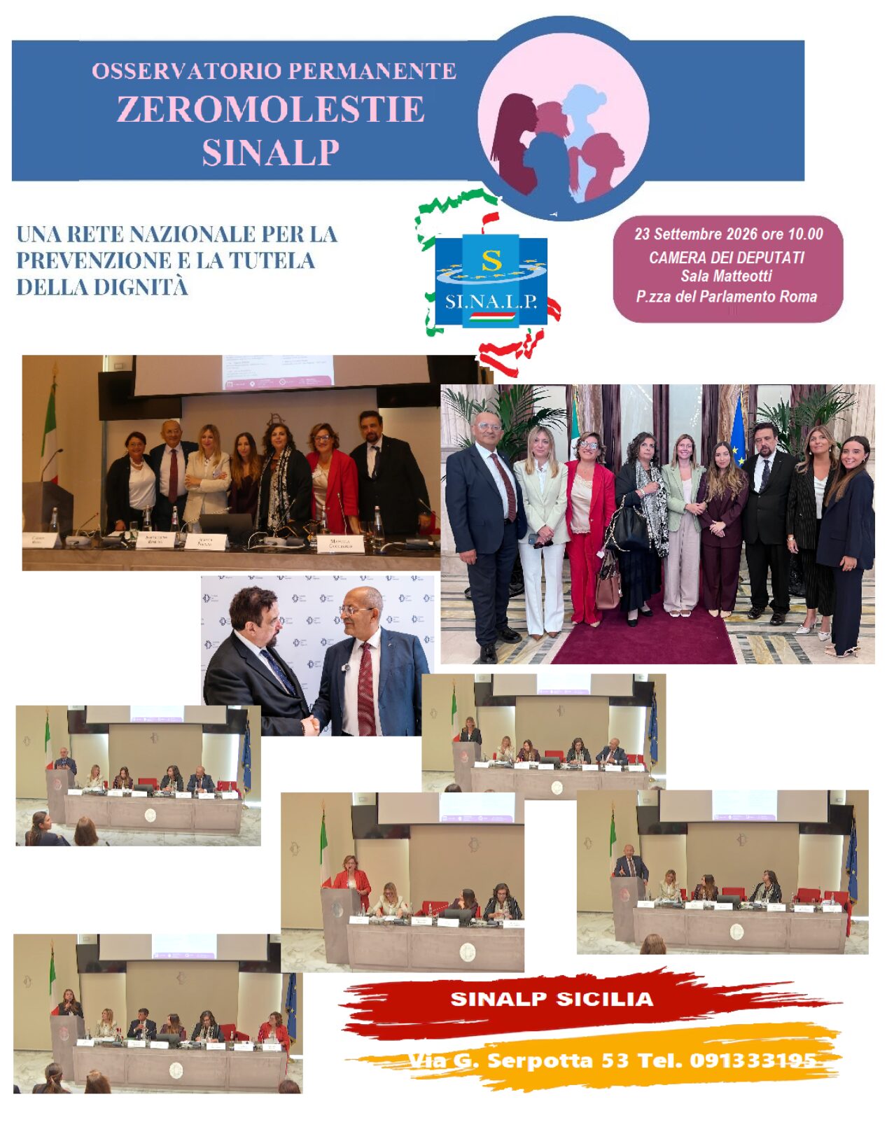 locandina convegno camera deputati presentazione osservatorio permanente zeromolestie sinalp