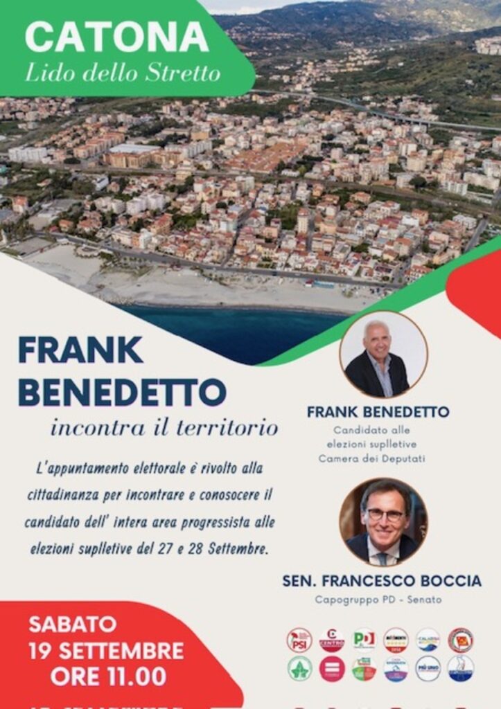 locandina evento con francesco boccia a catona per sostegno a benedetto per le suppletive