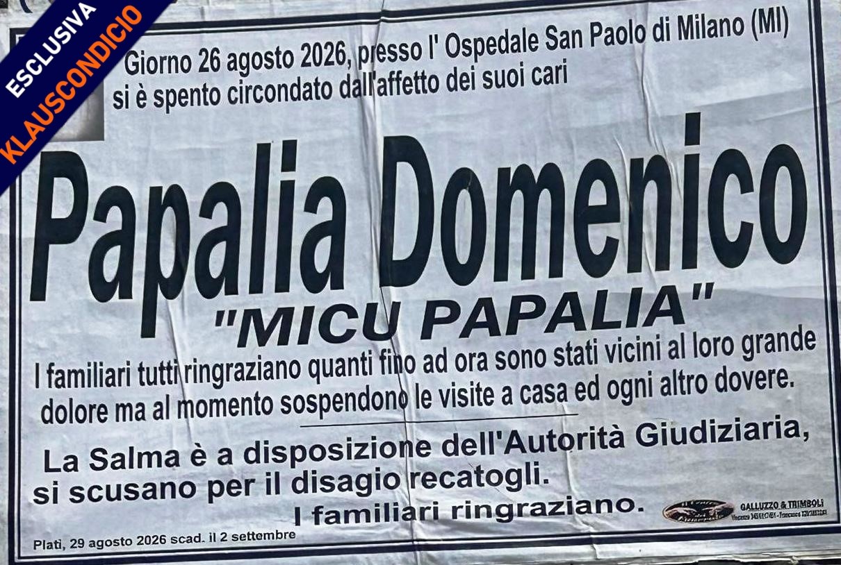 Platì, funerali vietati per Micu Papalia: la provocazione del clan nel manifesto