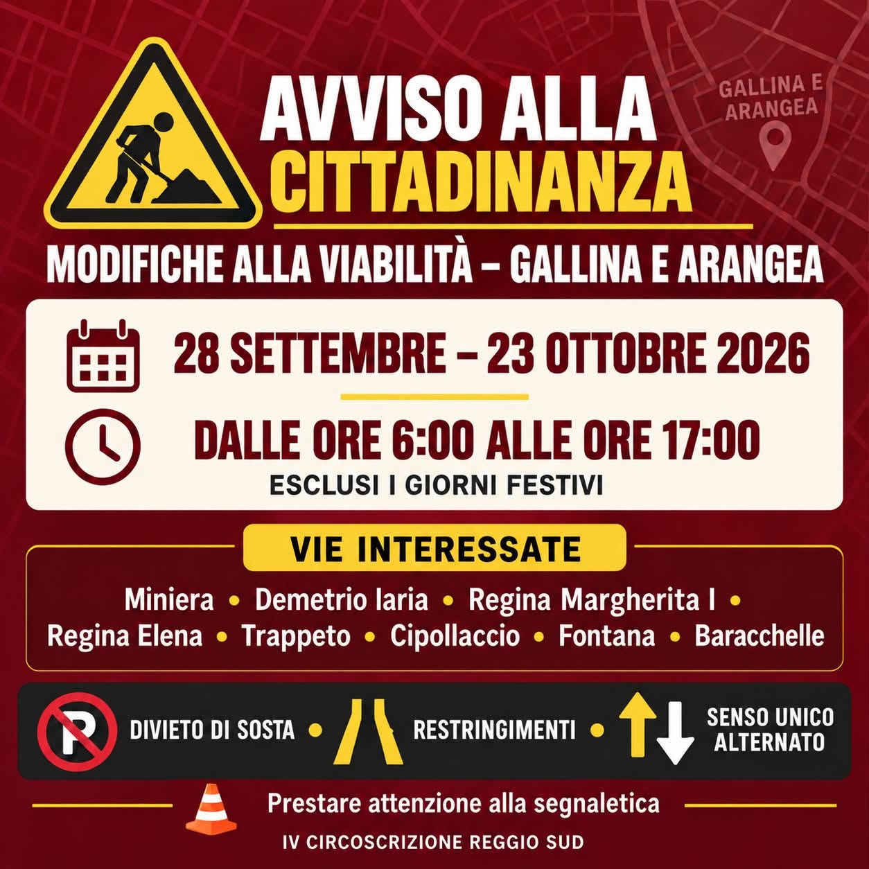 modifiche alla viabilità arangea gallina