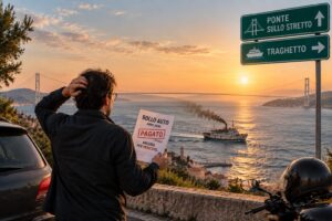 personaggio che paga il bollo auto e non percorre il ponte sullo stretto