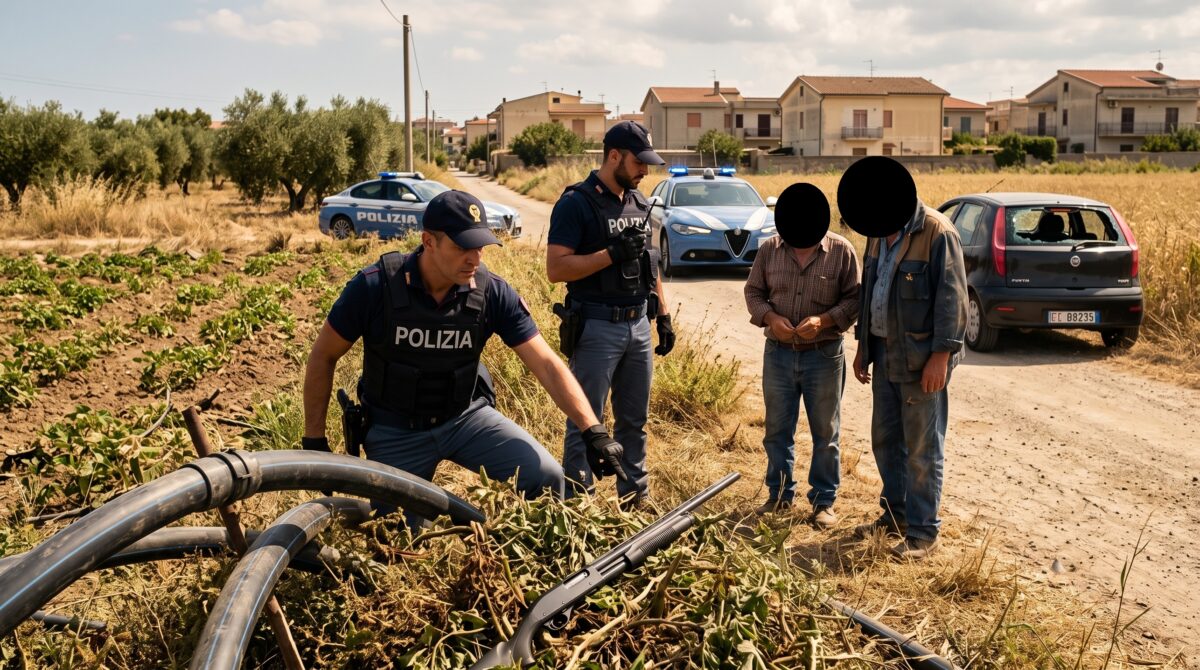 Due uomini tentano di nascondere un fucile in un campo agricolo dopo aver sparato vicino a abitazioni