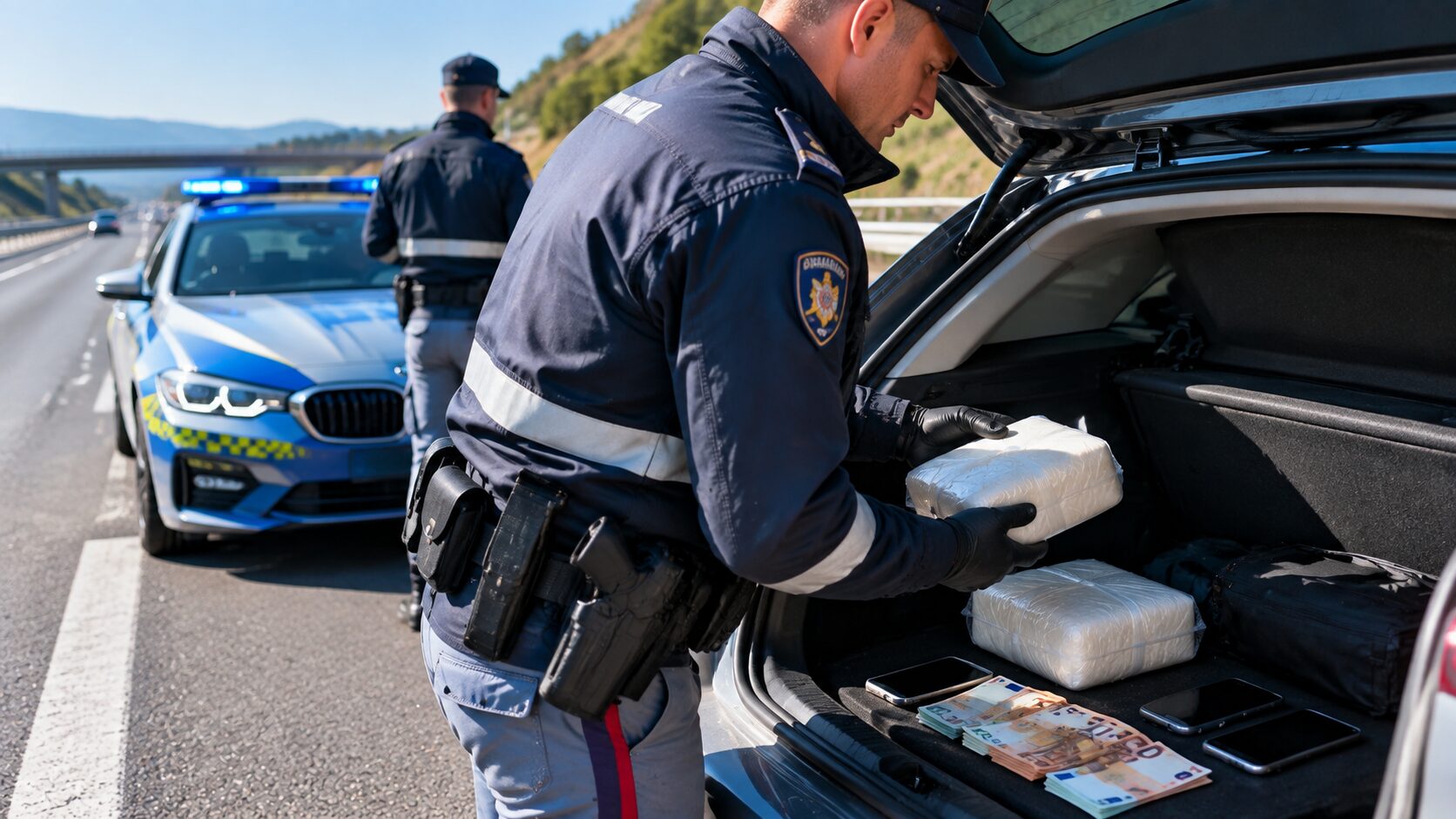 polizia stradale trova droga in auto