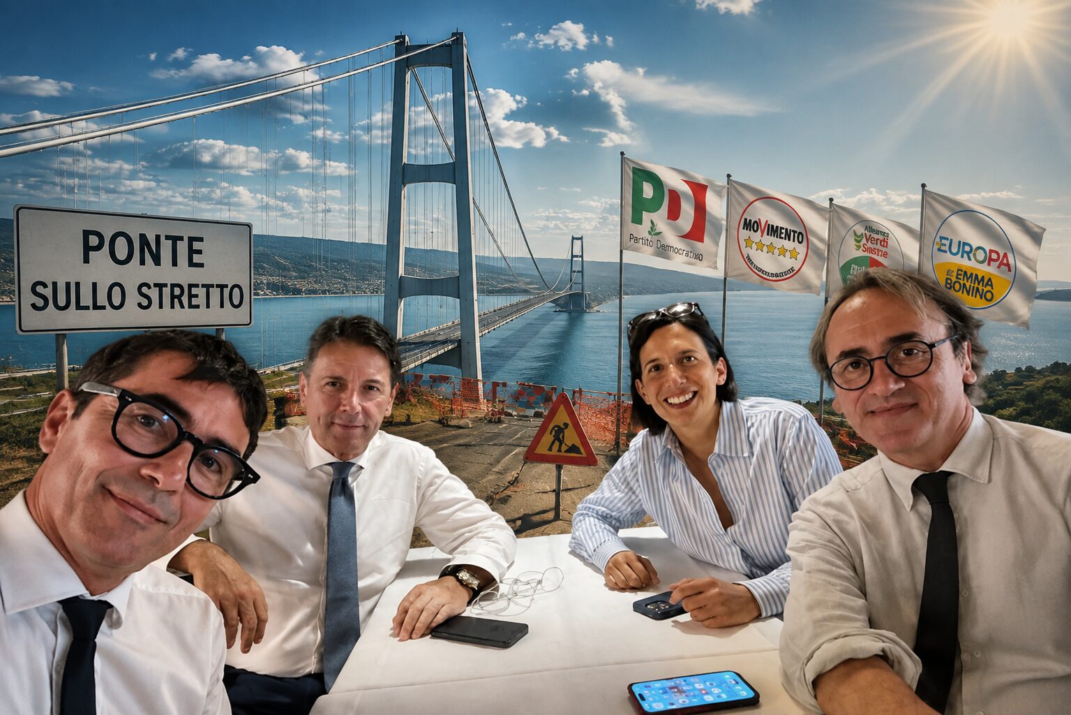 ponte sullo stretto con fratoianni conte schlein e bonelli