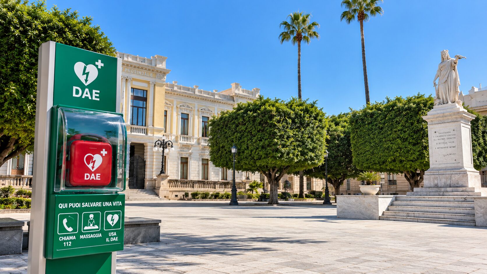postazione salvavita defibrillatore DAE a Piazza Italia