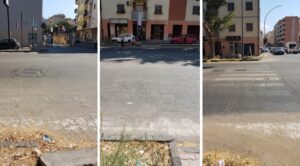 strisce sbiadite al viale calabria