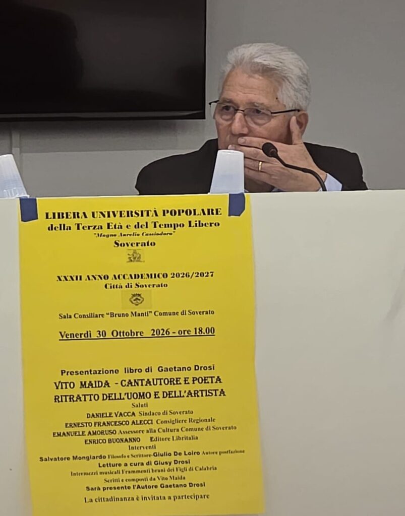 Gaetano Drosi regista alla Presentazione del libro su Vito Maida - Soverato 30 ottobre 2026