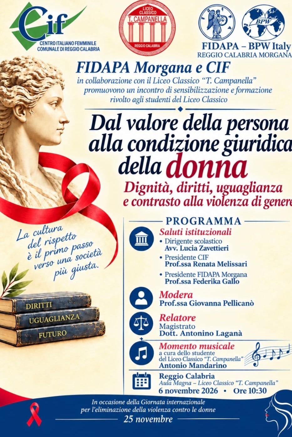 Locandina Dal valore della persona alla condizione giuridica della donna