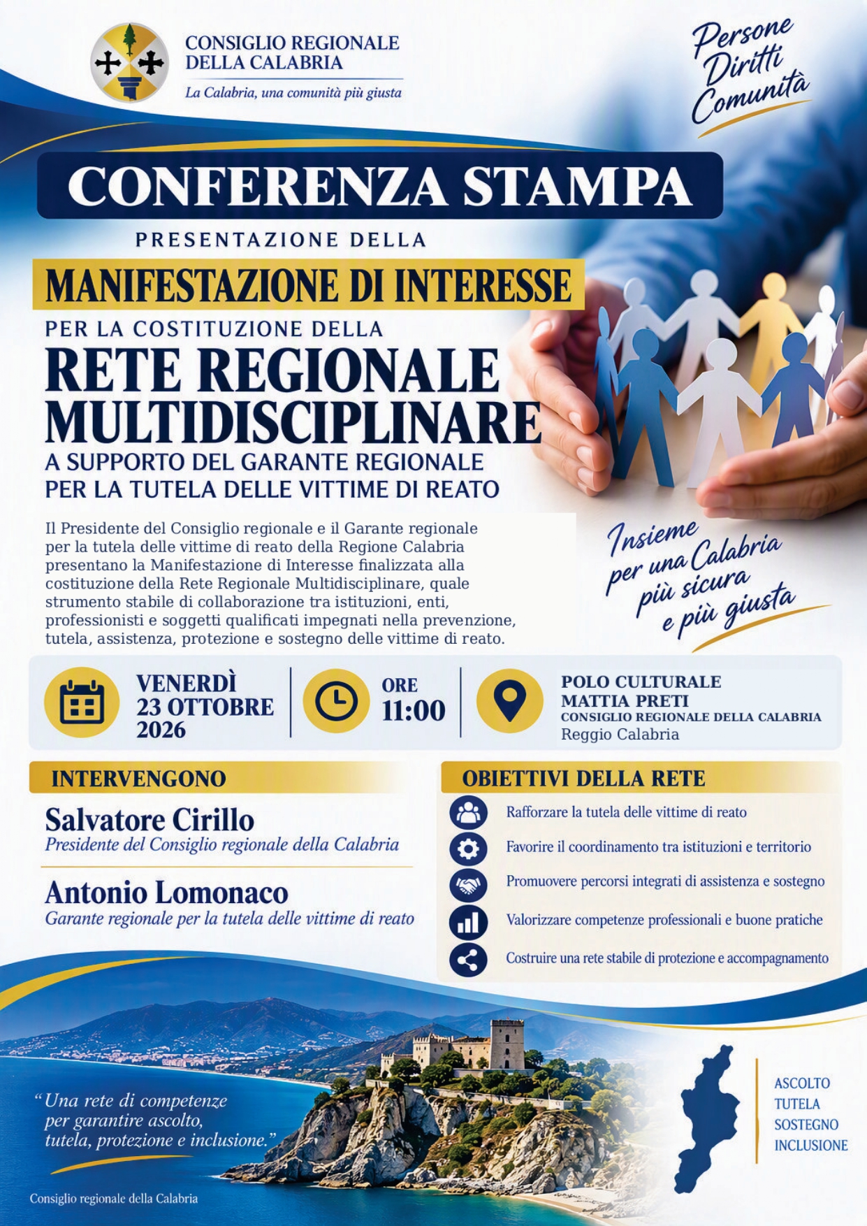 Locandina Rete Regionale Multidisciplinare a supporto del Garante Regionale per la tutela delle vittime di reato