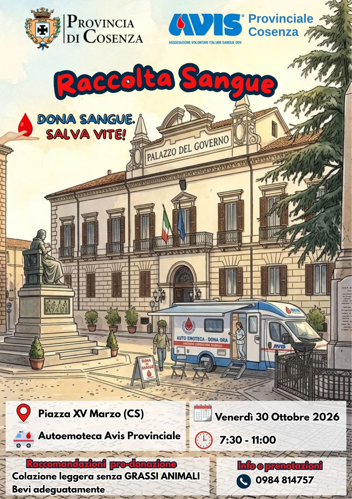 Locandina giornata raccolta sangue