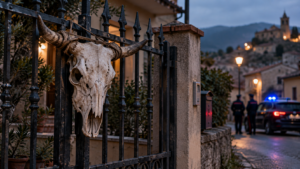 Teschio animale sul cancello di casa intimidazione