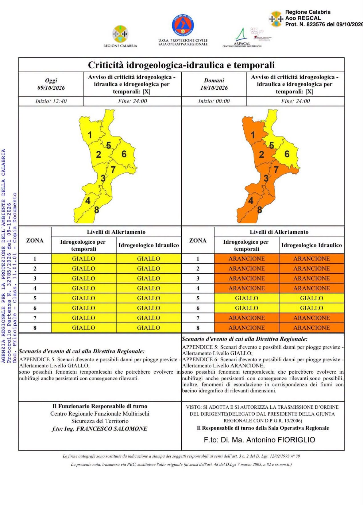 allerta meteo arancione calabria