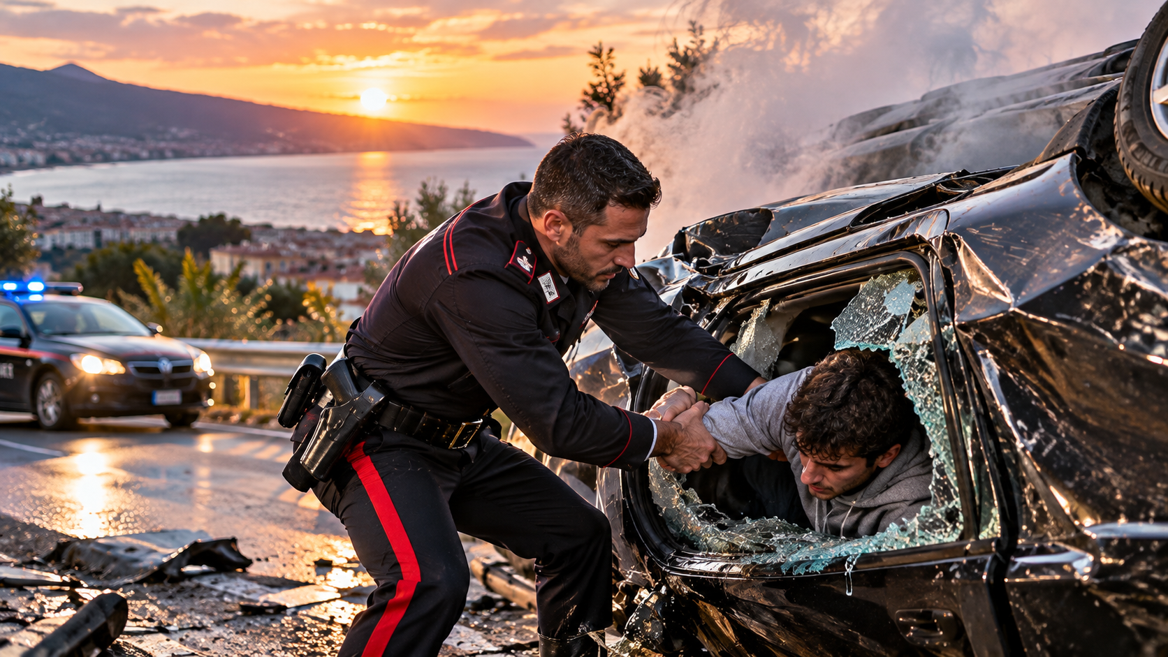 carabinieri salva uomo dentro un’auto