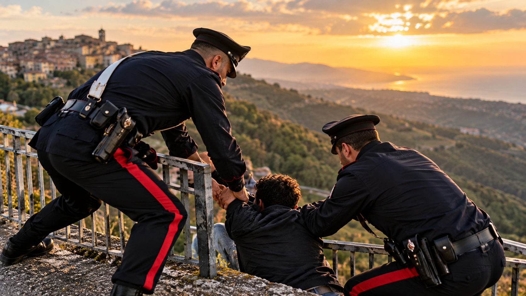 carabinieri salvano uomo che voleva lanciarsi nel vuoto