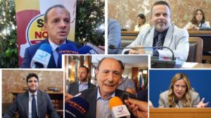 de luca, meloni, schifani, gioveni, carbone
