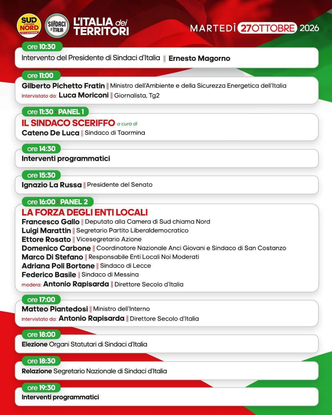 evento nazionale Sud chiama Nord e sindaci d'Italia